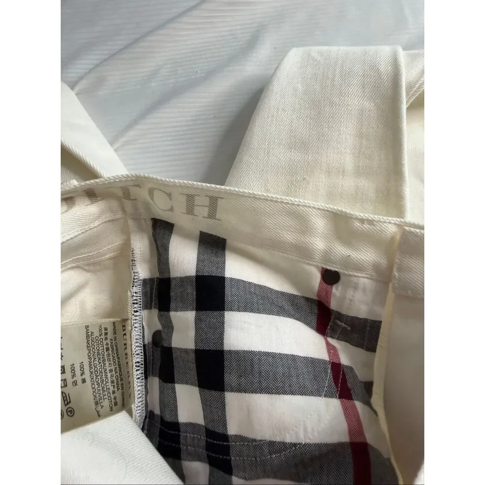 NWT Burberry Brit Shoreditch Skinny Leg White Denim Jeans Size 28 X 32 New